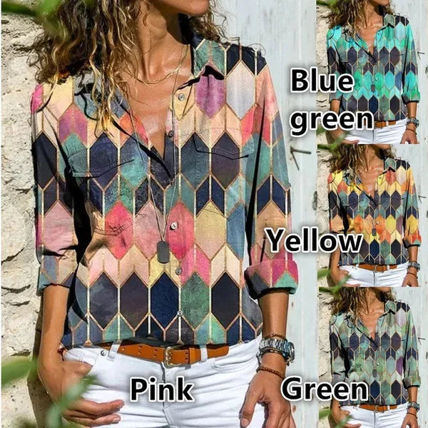 Autumn Winter Women's New Fashion Printed Sexy V-neck