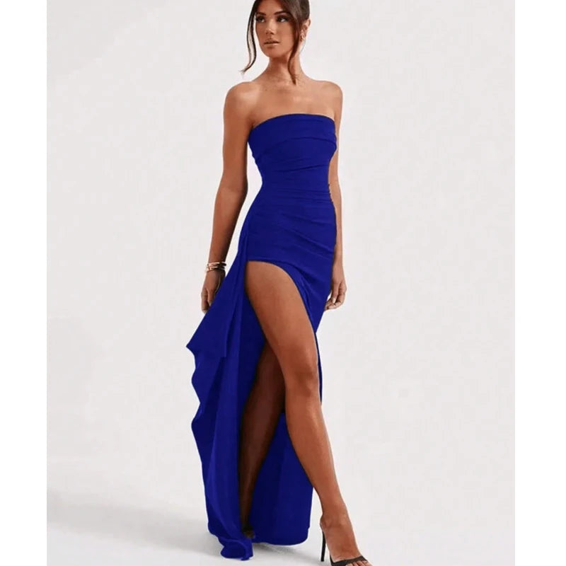 Summer Slash-Neck Evening Dress