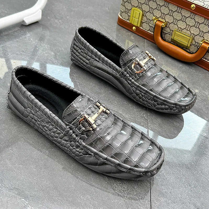 Snakeskin Leather Loafers (Men)