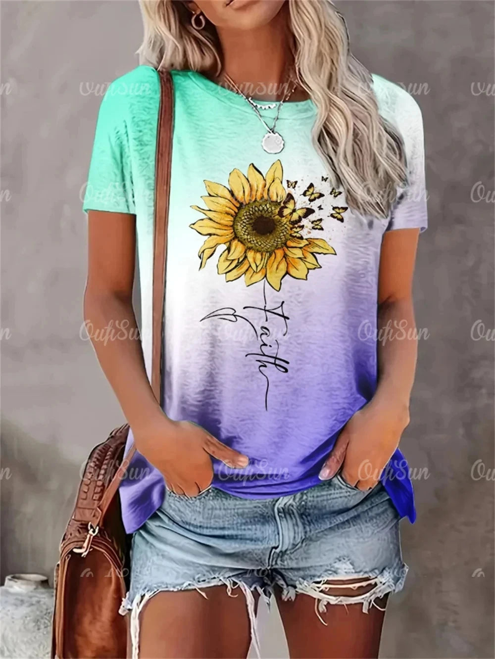 2024 New Style T-Shirt For Women Heart Print Top Fashion