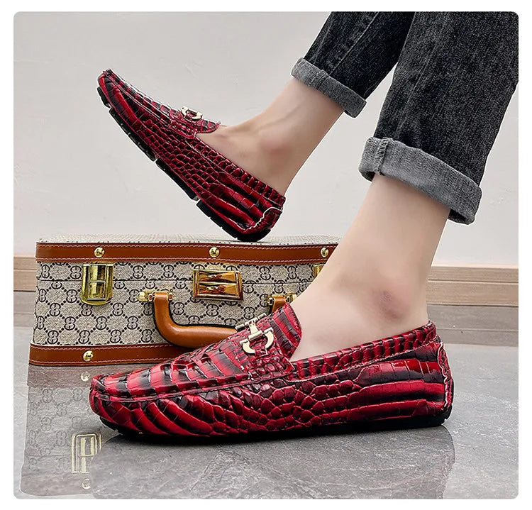 Snakeskin Leather Loafers (Men)