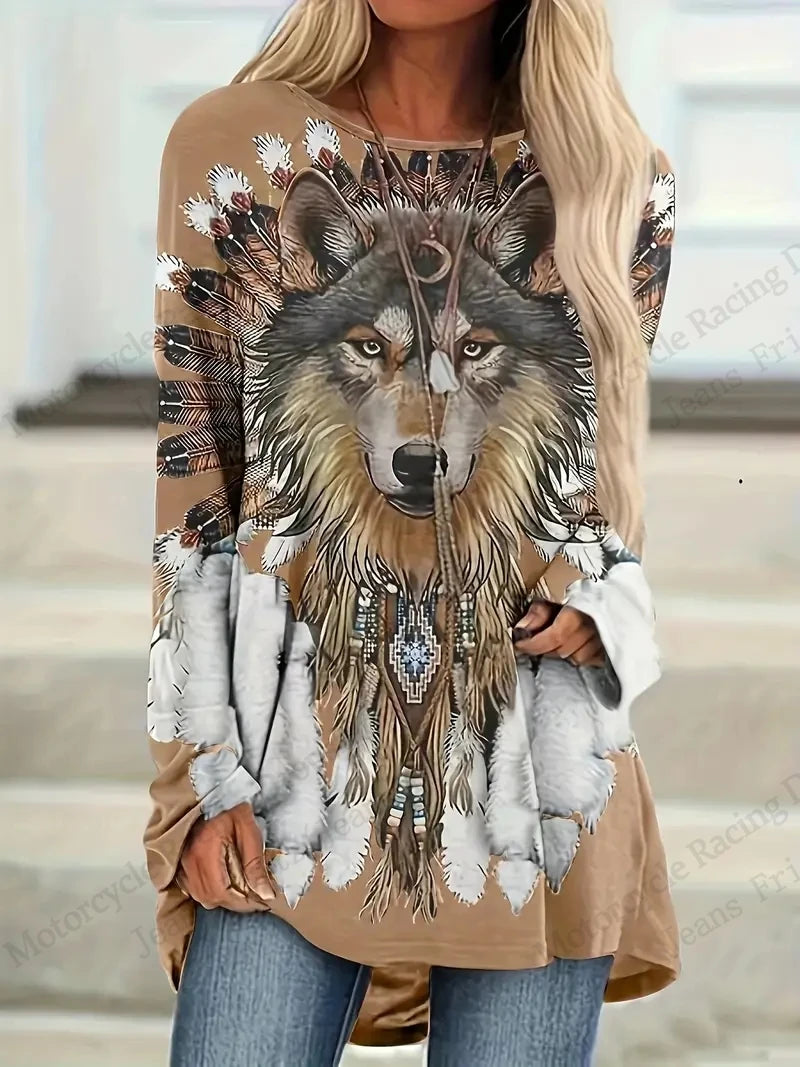 Oversized T Shirt Female Tees Tops Long Tunics Falls Ethnic