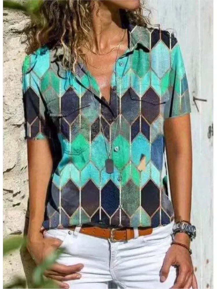 Autumn Winter Women's New Fashion Printed Sexy V-neck