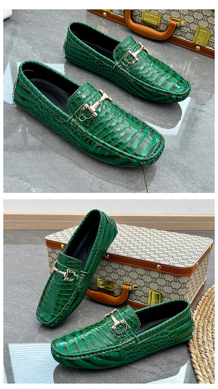 Snakeskin Leather Loafers (Men)