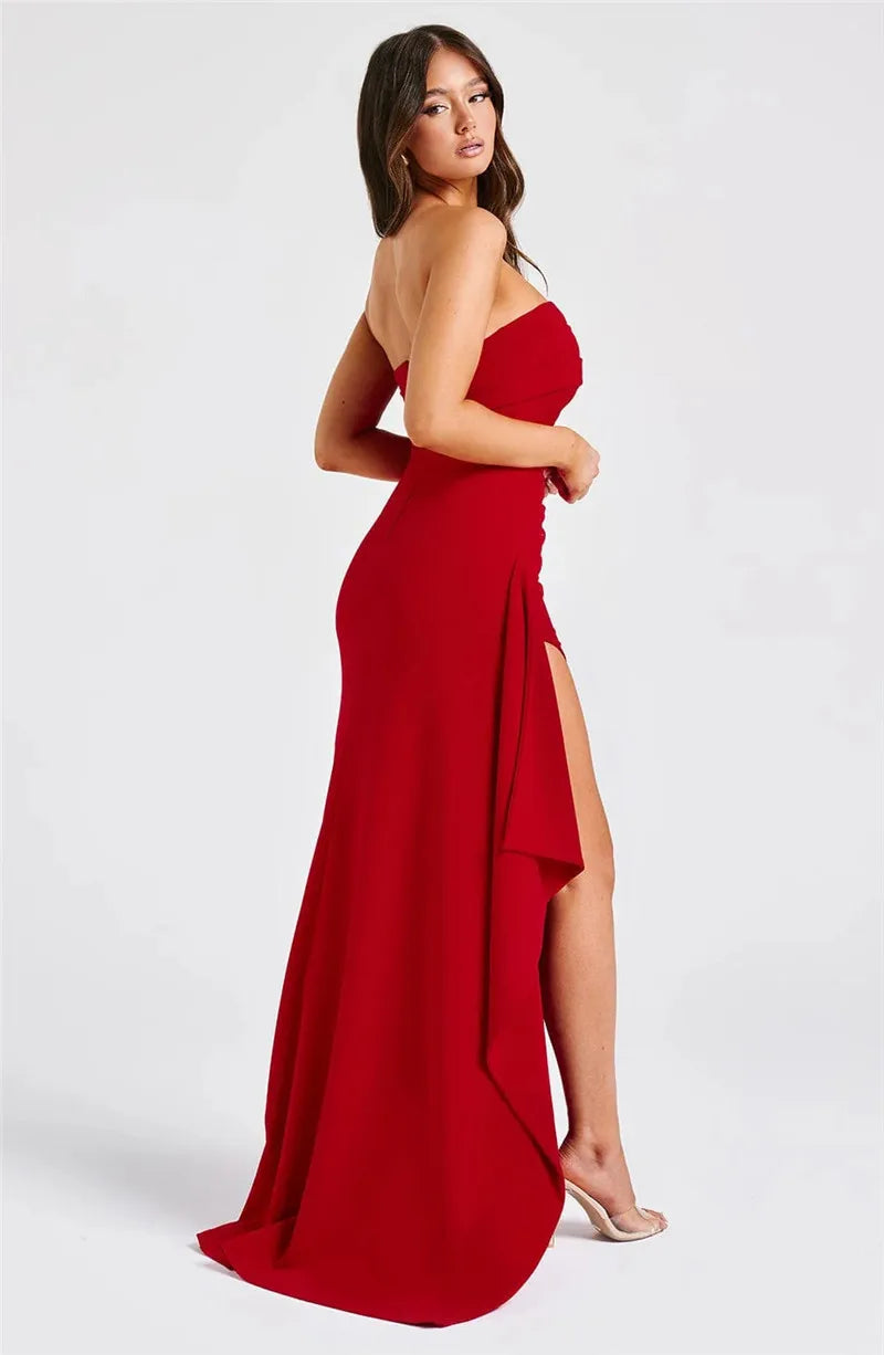 Women Fashion Off-shoulder Sleeveless Bodycon Club Party Long Dress Elegant