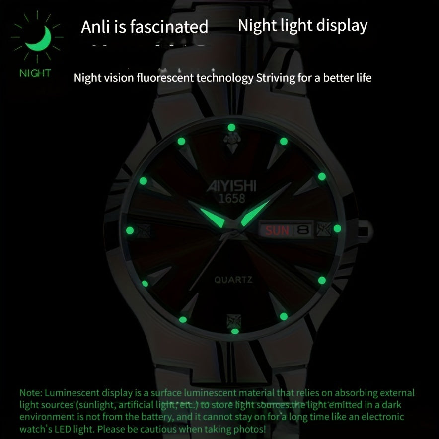 Luminous Business Men’s Watch – Double Date Quartz Edition