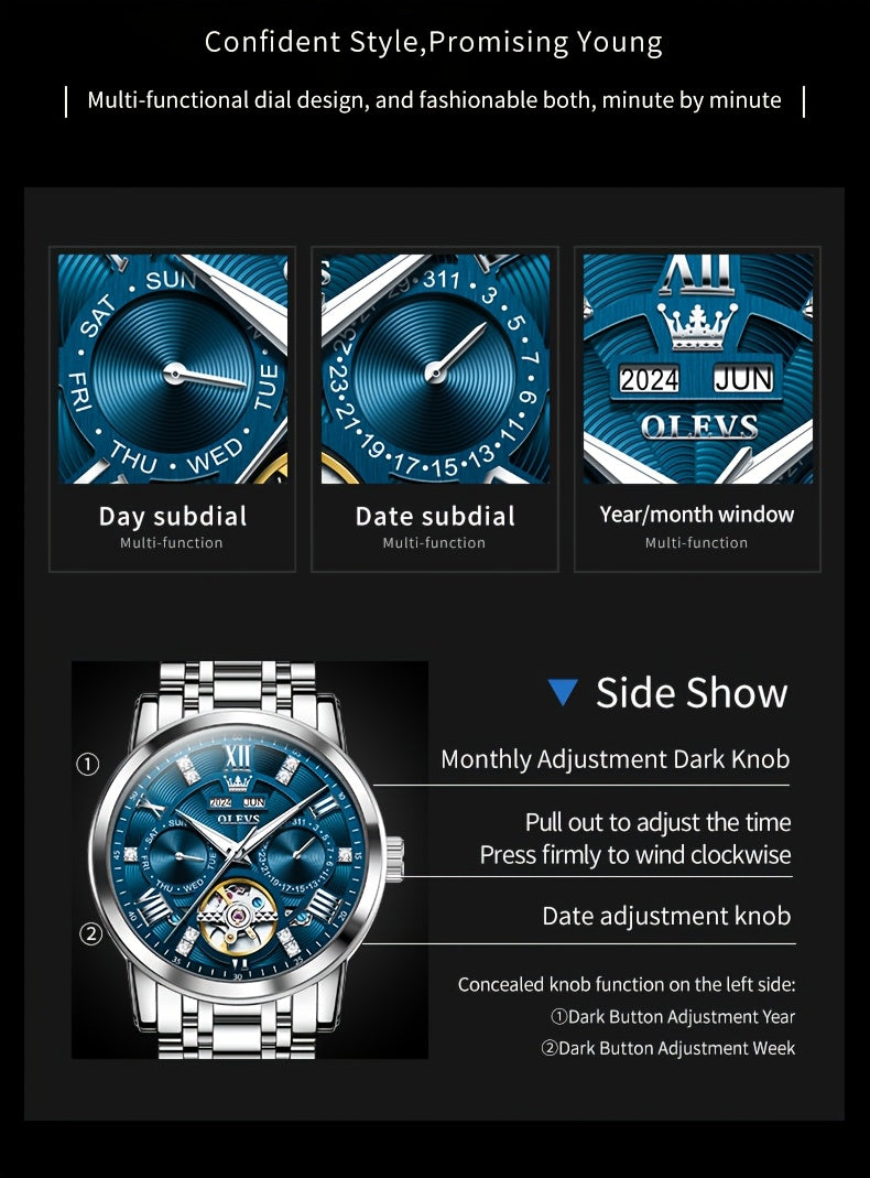 OLEVS Luxury Luminous Stainless Steel Automatic Mechanical Watches For Men