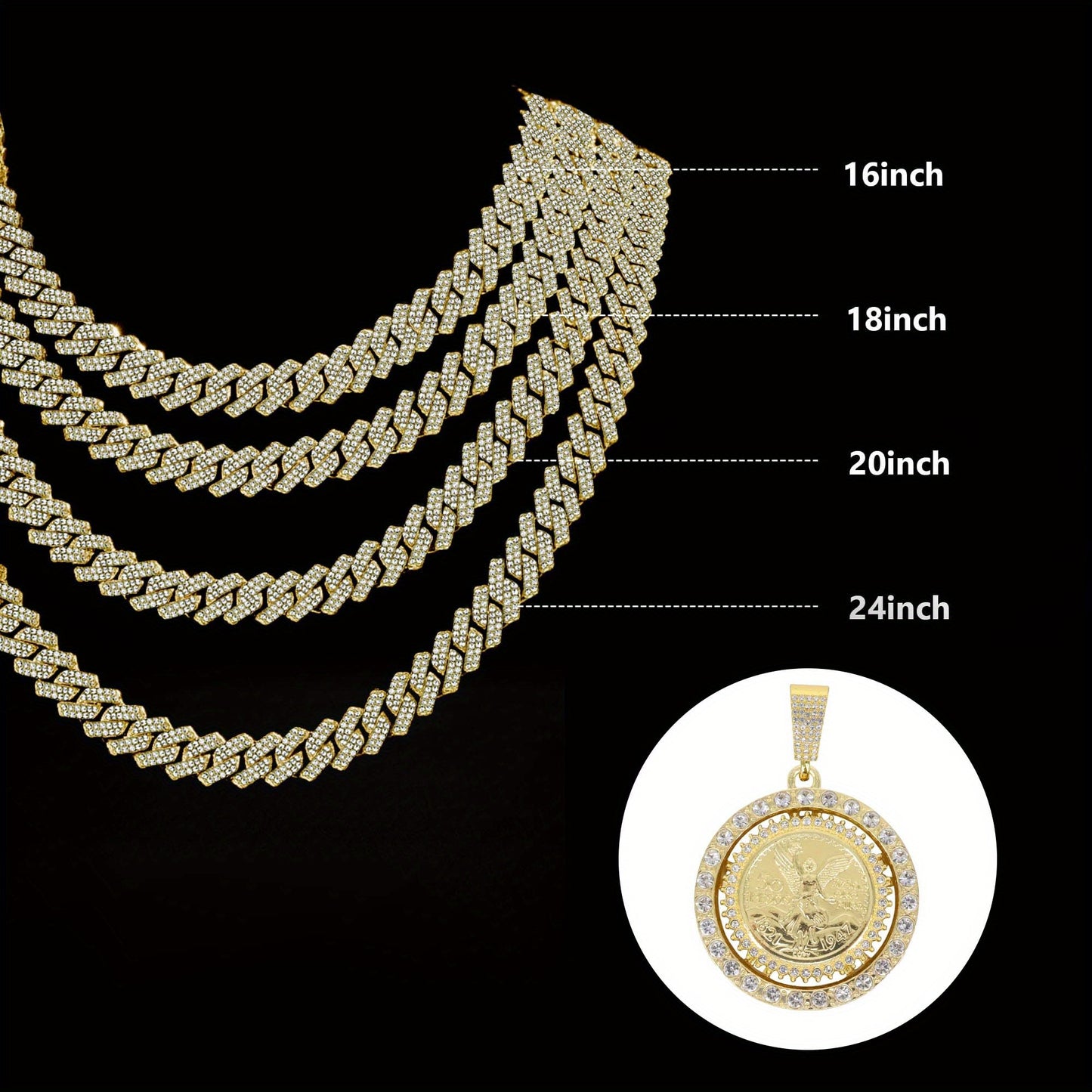 Iced Out Hip-Hop Necklace – Gold-Tone Pendant