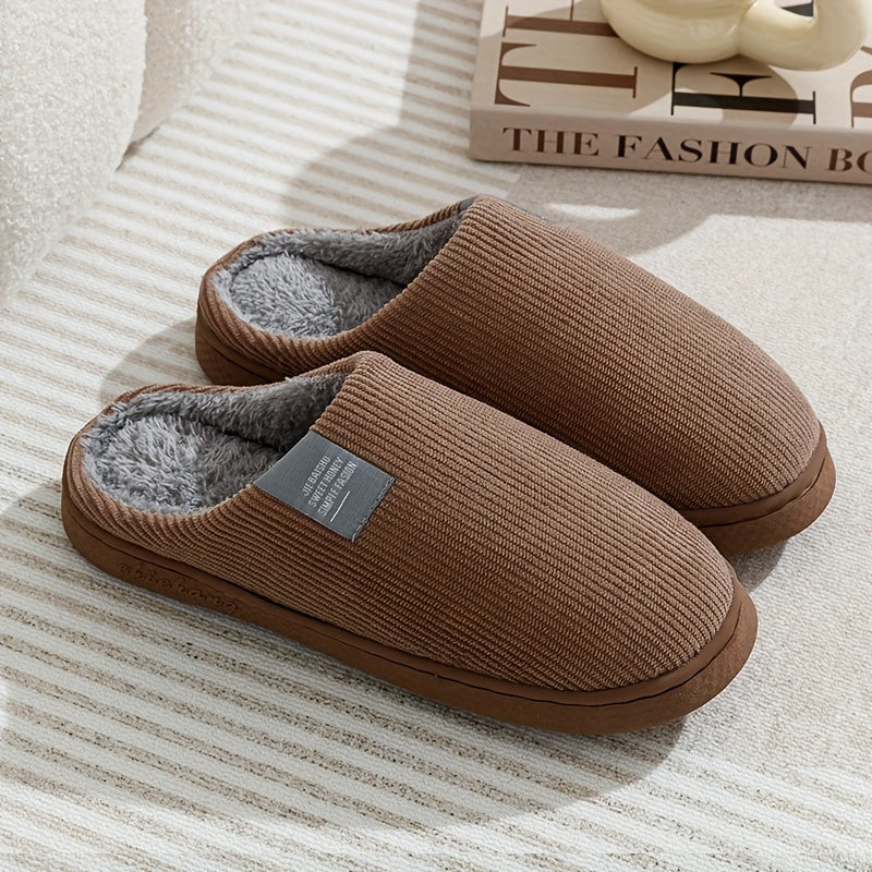 Women’s & Unisex Plush Slip-On Slippers with Non-Slip Sole
