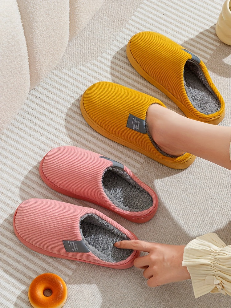Women’s & Unisex Plush Slip-On Slippers with Non-Slip Sole
