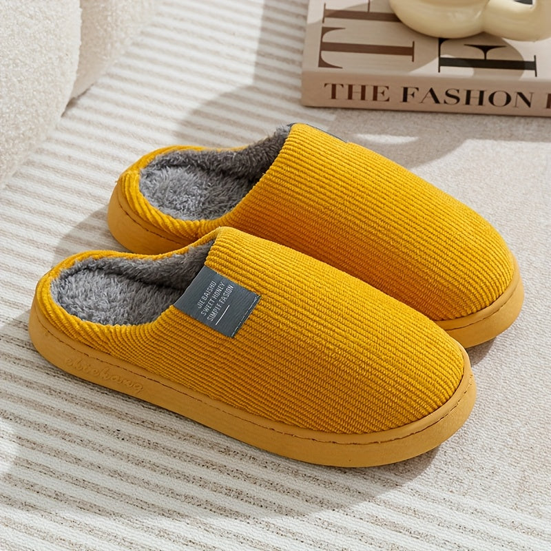 Women’s & Unisex Plush Slip-On Slippers with Non-Slip Sole