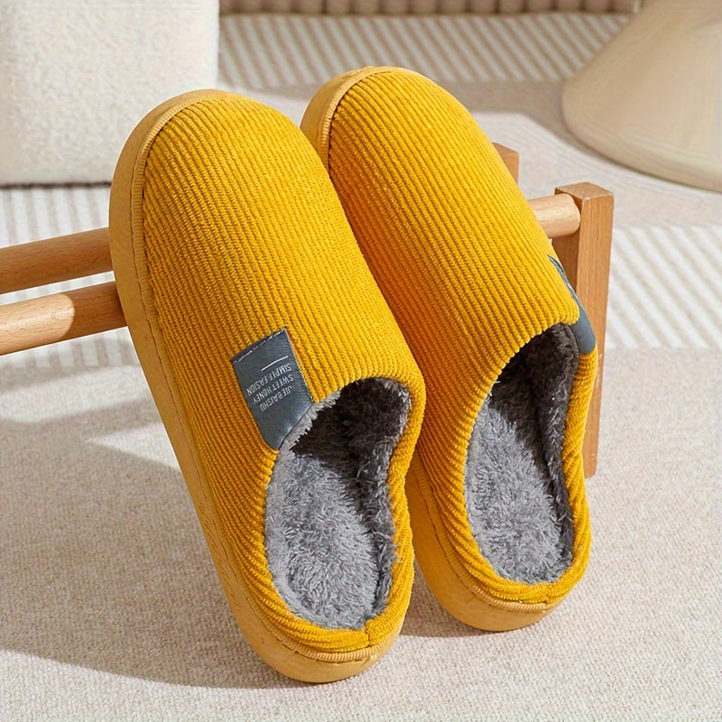 Women’s & Unisex Plush Slip-On Slippers with Non-Slip Sole