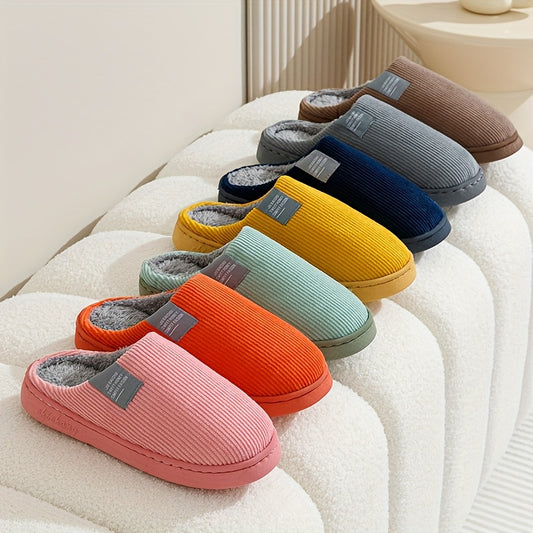Women’s & Unisex Plush Slip-On Slippers with Non-Slip Sole