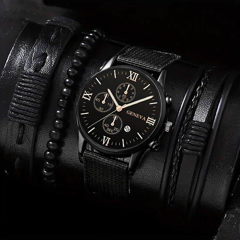RocWearVibes Men’s Classic Luxury Watch Set – Timeless Style & Gift-Ready Elegance