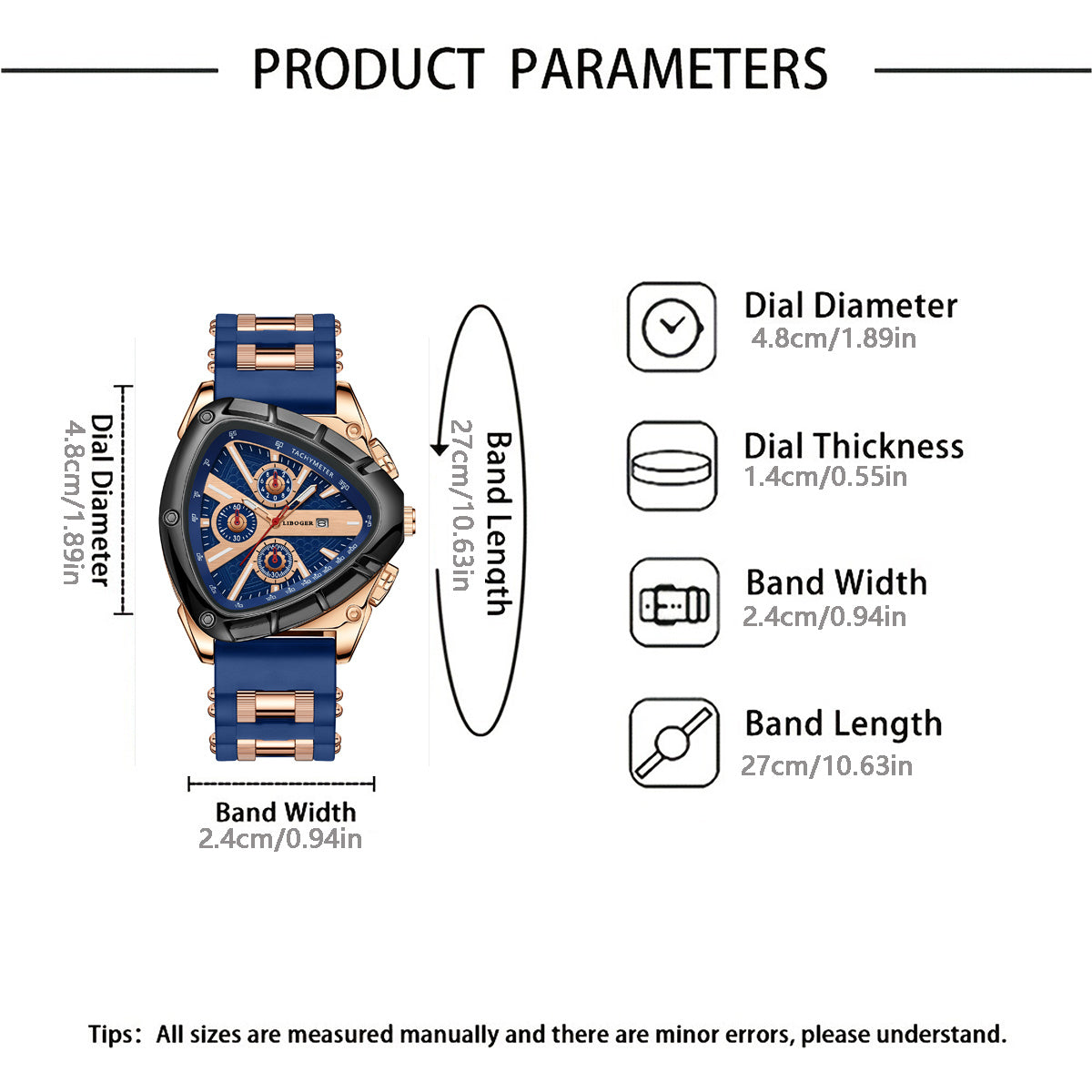 Luxury Men'S Quartz Watch with Triangle Dial