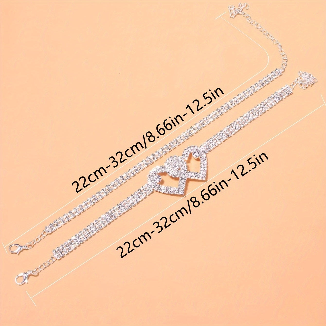 Double Heart Anklet Set – Shiny Zirconia