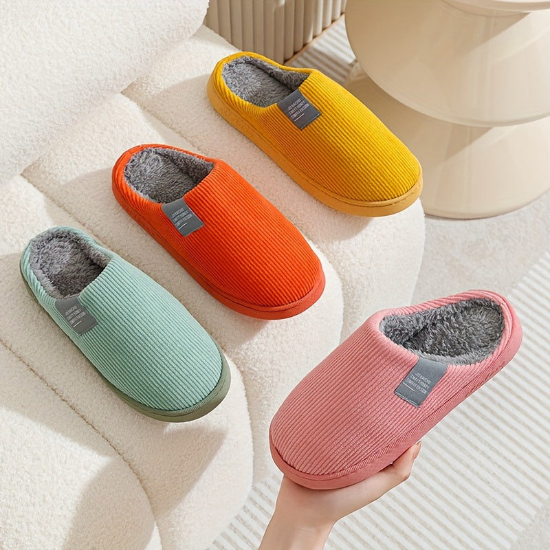 Women’s & Unisex Plush Slip-On Slippers with Non-Slip Sole