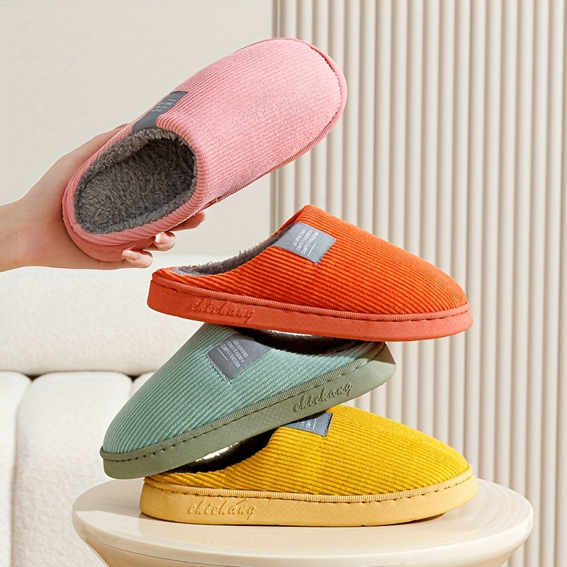 Women’s & Unisex Plush Slip-On Slippers with Non-Slip Sole