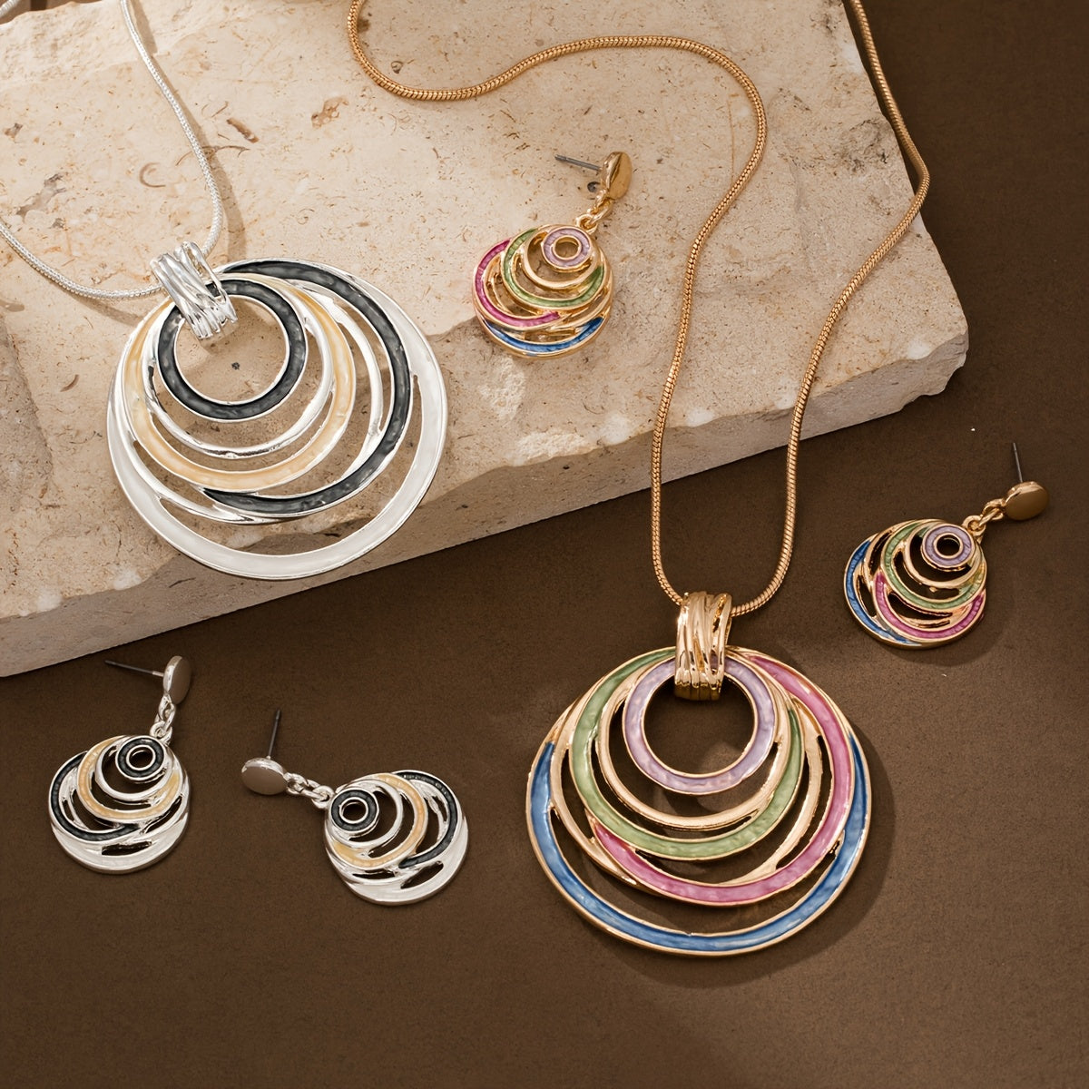 Color Pop Enamel Jewelry Set – 2 Pieces