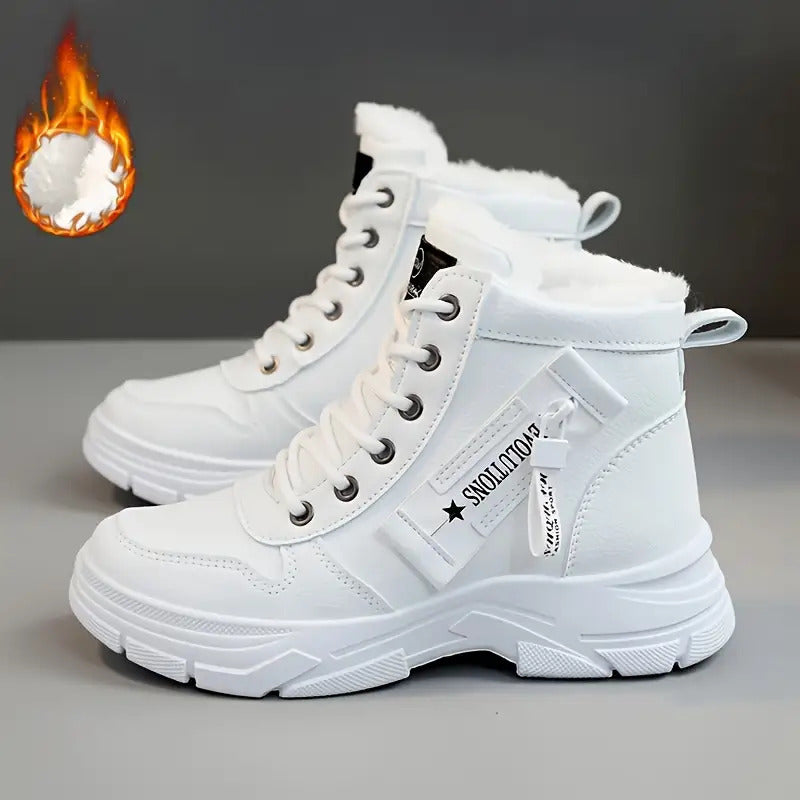 1 Pair Women's Beige -Lined Ankle Boots with Plush